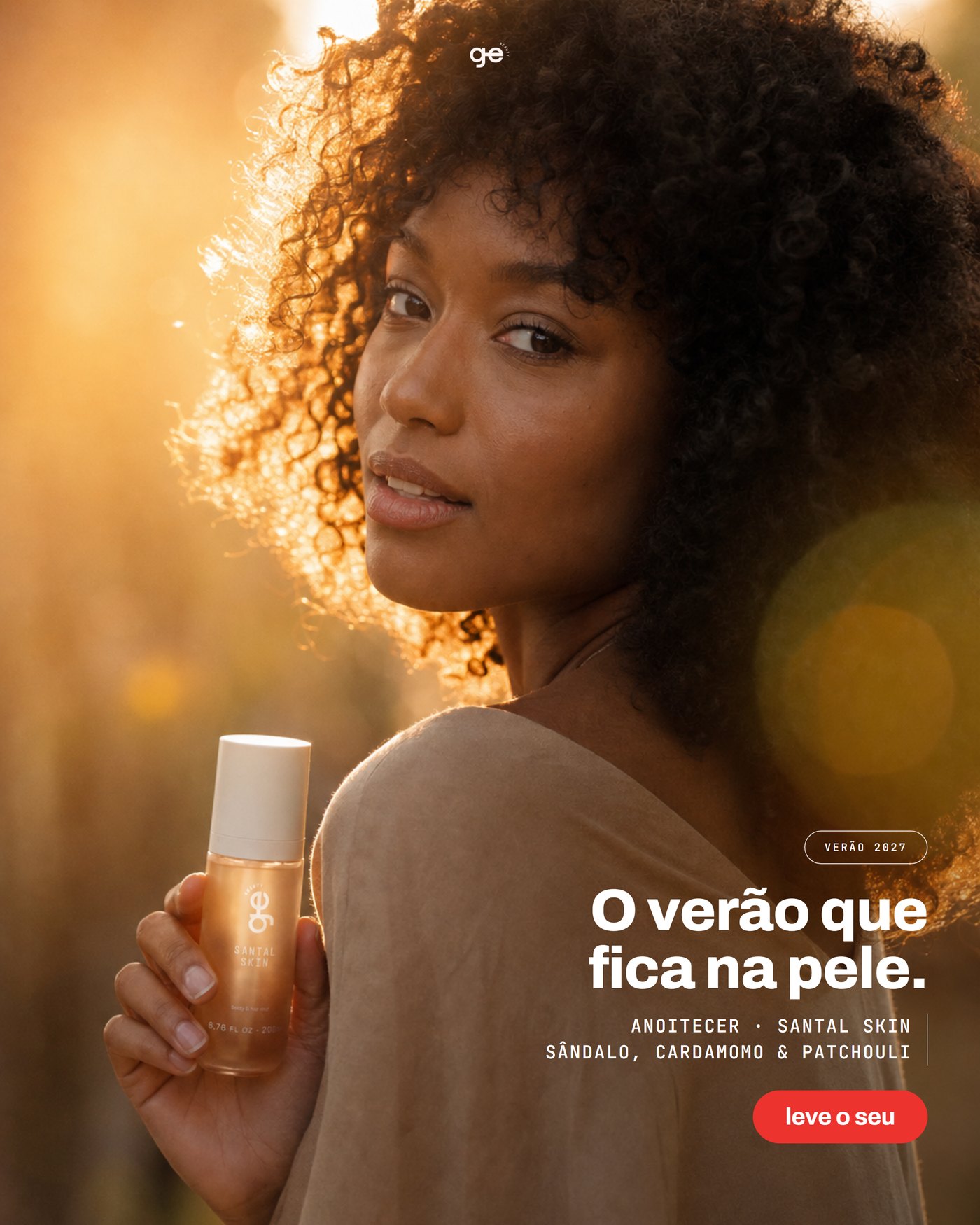 Golden hour — O verão que fica na pele, Santal Skin ao anoitecer